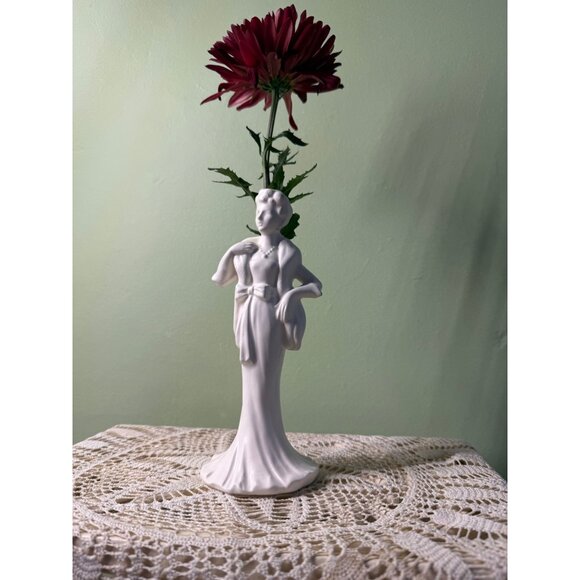 Vintage 50's Glam Lady White Ceramic Bud Vase Ruben Originals - Picture 12 of 16